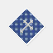 Navy Blue Kruis Doop Servetten (Hoek)