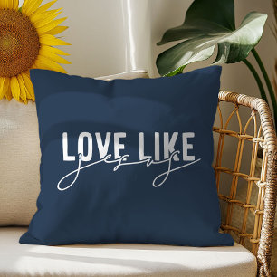 Navy Blue Kussen met 'Love like Jesus' Christelijk