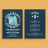 Navy Blue Kust Cowgirls Bachelorette Weekend Kaart