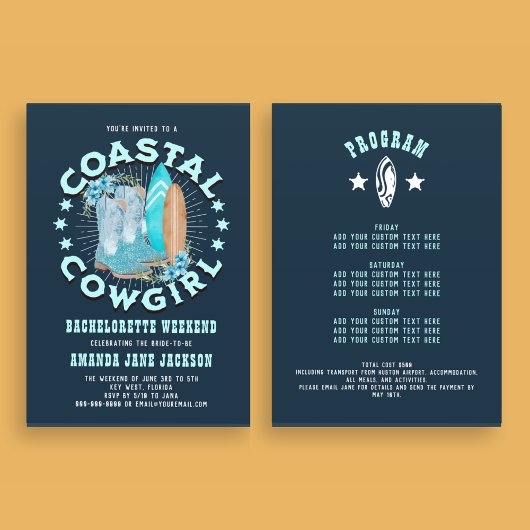 Navy Blue Kust Cowgirls Bachelorette Weekend Kaart