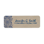 Navy Blue Lace & Beige Linen Burlap Texture 2 Etiket (Voorkant)
