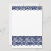 Navy Blue Lace Elegant Modern Wedding Invitation Kaart (Achterkant)