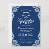 Navy Blue Lace Law School Student Afstuderen Foto Kaart (Voorkant)