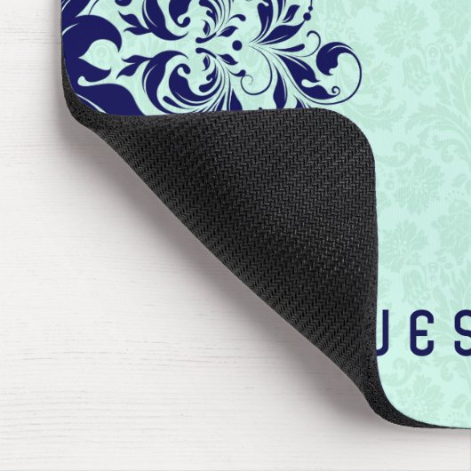 Navy Blue Lace Mint Green Dammaskers Muismat (Hoek)