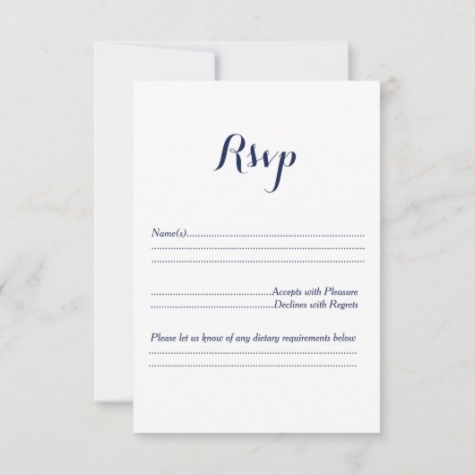 Navy Blue Lace Monogram Wedding RSVP (Achterkant)