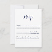 Navy Blue Lace Monogram Wedding RSVP Kaartje (Achterkant)