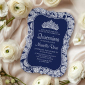Navy Blue Lace Quinceañera Kaart