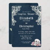 Navy Blue Lace Skull Roze Roses Couples Shower Kaart (Voorkant / Achterkant)