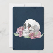 Navy Blue Lace Skull Roze Roses Couples Shower Kaart (Achterkant)