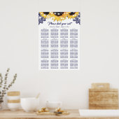 Navy Blue Lace Sunflower Wedding Seating Chart 16 Poster (Keuken)
