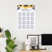 Navy Blue Lace Sunflower Wedding Seating Chart 16 Poster (Thuiskantoor)