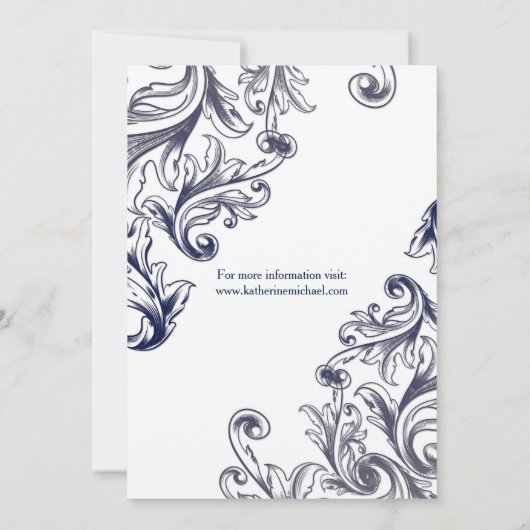 Navy Blue Lace Uitnodiging -  Glam (Achterkant)