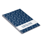 Navy Blue Lacrosse White Sticks gepatterd Notitieboek (Rechterzijde)
