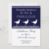 Navy Blue Lakehouse 50 en Fabulous Birthday Party Kaart (Voorkant)
