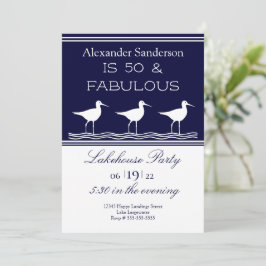 Navy Blue Lakehouse 50 en Fabulous Birthday Party Kaart