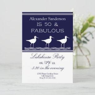 Navy Blue Lakehouse 50 en Fabulous Birthday Party Kaart