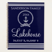 Navy Blue Lakehouse Familienaam Map Corinates Planner (Voorkant)