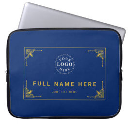 Navy Blue Laptop Bag with Name and Job Title Sleeve