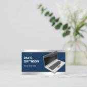 Navy Blue Laptop PC Computer Reparation Technicia Visitekaartje (Staand voorkant)