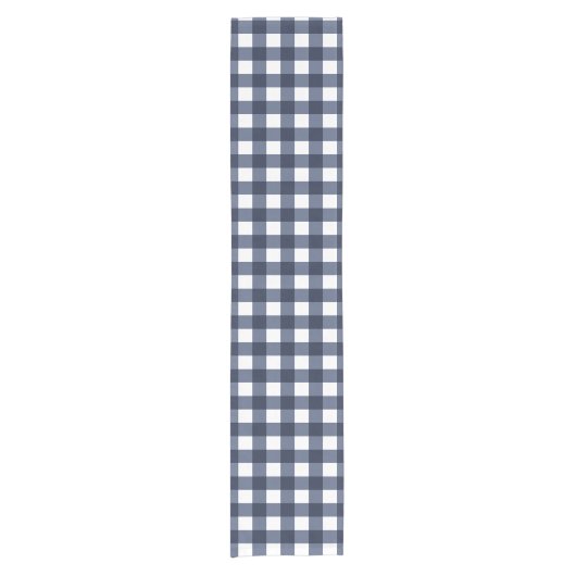 Navy Blue Large Classic Gingham Check Pset Korte Tafelloper (Voorkant)