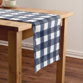 Navy Blue Large Classic Gingham Check Pset Korte Tafelloper (Voorbeeld)