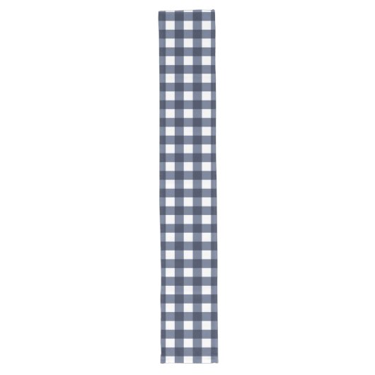 Navy Blue Large Classic Gingham Check Pset Lange Tafelloper (Voorkant)