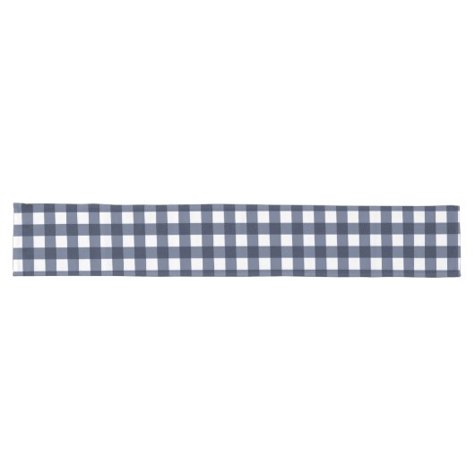 Navy Blue Large Classic Gingham Check Pset Lange Tafelloper (Horizontaal)