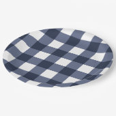 Navy Blue Large Classic Gingham Check Pset Papieren Bordje (Gekanteld)