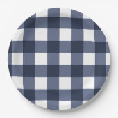 Navy Blue Large Classic Gingham Check Pset Papieren Bordje (Voorkant)