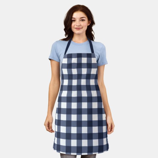 Navy Blue Large Classic Gingham Check Pset Schort (Gedragen)