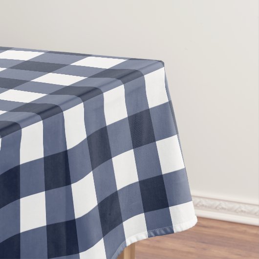 Navy Blue Large Classic Gingham Check Pset Tafelkleed (Voorbeeld)
