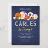 Navy Blue Laten we een bal Sport verjaardag hebben Kaart (Voorkant)