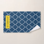 Navy Blue Latticework, Quatrefoil, Jouw naam Bad Handdoek (Handdoek)