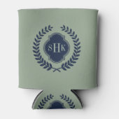 Navy-Blue Laurel krans kuif op Sage Green Blikjeskoeler (Voorkant)