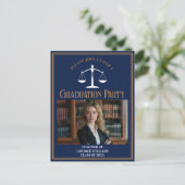 Navy Blue Law School Afstudeerfeest uitnodiging (Staand voorkant)