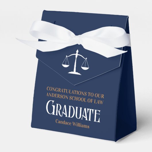 Navy Blue Law School Custom Graduation Party Bedankdoosjes (Voorkant Zijde)