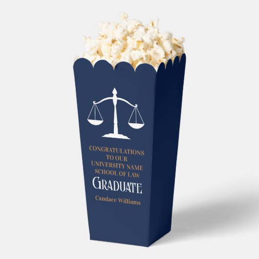 Navy Blue Law School Graduation Party Popcorn Bedankdoosjes (Popped)