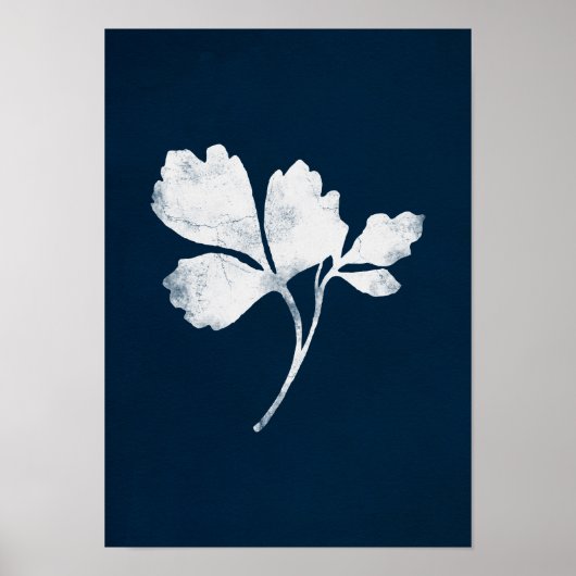 Navy blue leaf art poster (Voorkant)