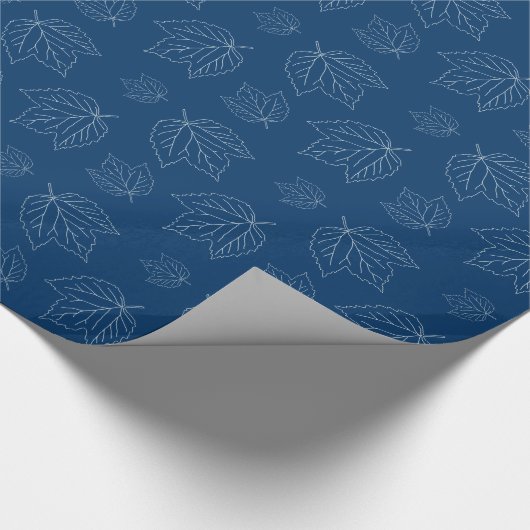 Navy Blue Leaf Pattern Roll of Wrapping Paper Cadeaupapier (Hoek)