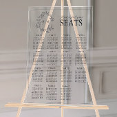 Navy Blue Leafy Crest Monogram Trouwstoelen Acryl Bord