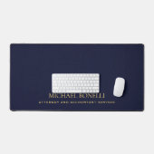Navy Blue Leather Mannelijk Elegante NAAM Bureaumat (Keyboard & Muis)