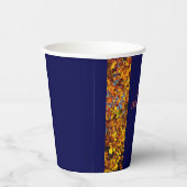 Navy Blue & Leaves Thanksgiving Friendsgiving Papieren Bekers (Rechts)