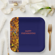 Navy Blue & Leaves Thanksgiving Friendsgiving