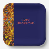 Navy Blue & Leaves Thanksgiving Friendsgiving Papieren Bordje (Voorkant)