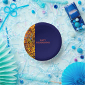 Navy Blue & Leaves Thanksgiving Friendsgiving Papieren Kommen (Feest)