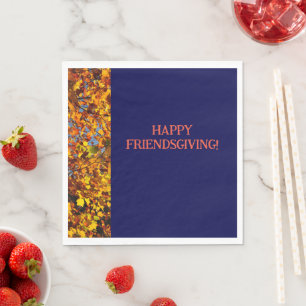 Navy Blue & Leaves Thanksgiving Friendsgiving Servet