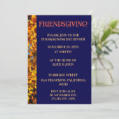 Navy Blue & Leaves Thanksgiving Vrienden Geven Kaart (Staand voorkant)