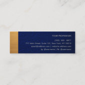 Navy Blue Leer & Metallic Goud Panel Monogram Mini Visitekaartje (Achterkant)