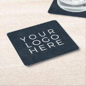 Navy Blue Leerlook Aangepaste Zakelijke Logo Kartonnen Onderzetters (Schuin)