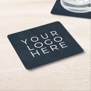 Navy Blue Leerlook Aangepaste Zakelijke Logo Kartonnen Onderzetters